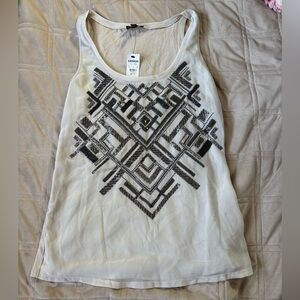 Express Tank Top with Black Geometric Design